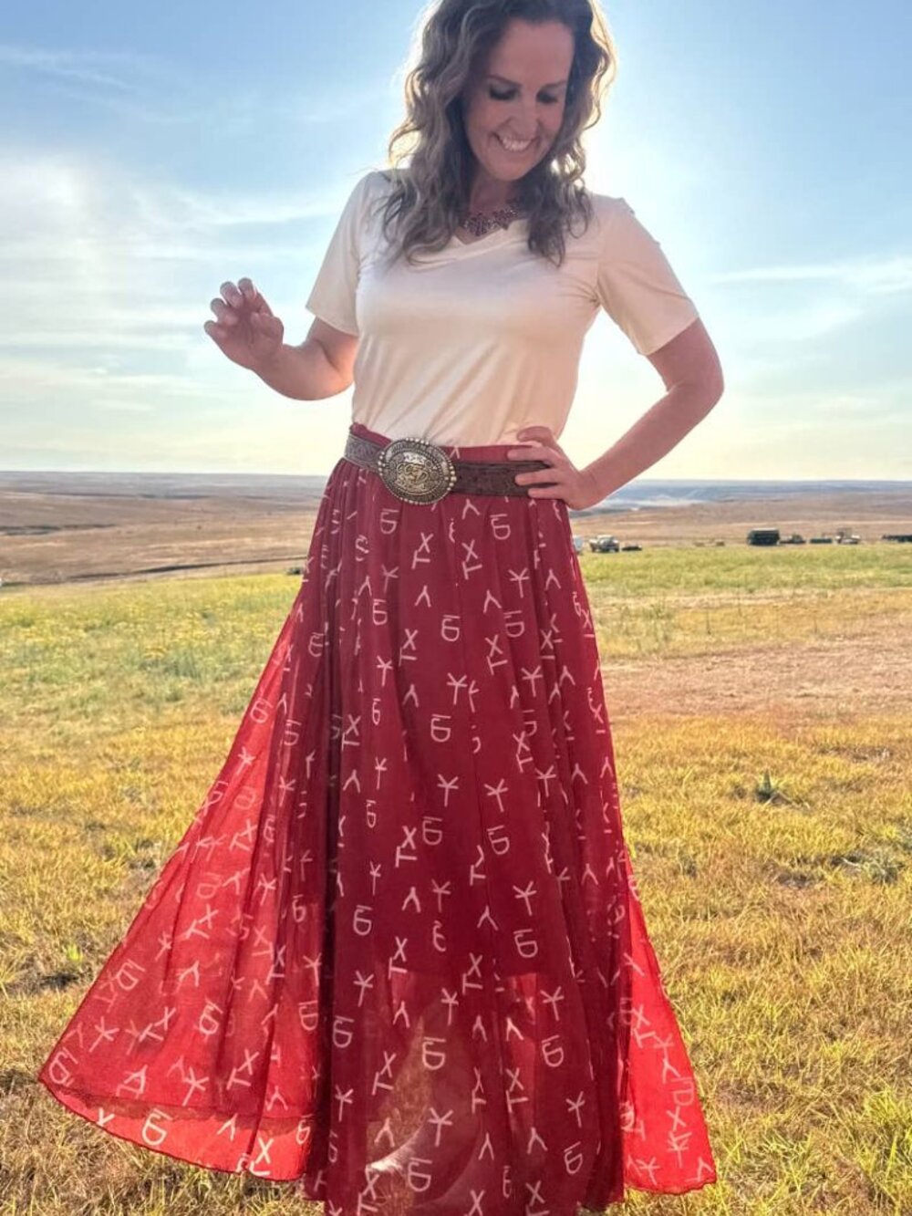 NWT Western Red Dirt Ranch Branded Maxi Skirt - Picture 2 of 3